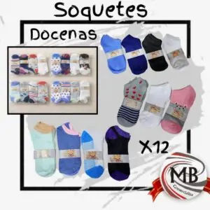 Soquetes infantiles pack por 12 unidades venta por mayor en Argentina con despacho rápido 48 horas. MB Comercializa artículos textiles mayoristas con envíos a todo el país para comercios y revendedores.