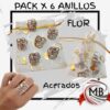 Pack mayorista de anillos flor acerados con bolsa de organza, joyería de acero por mayor en Argentina de MB Comercializa, accesorios para revendedores con envío nacional.