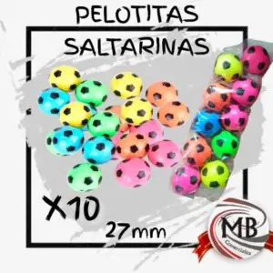 "Pelotitas saltarinas de fútbol por mayor Argentina: Pack x10 unidades de 27mm con diseño de pelota. Distribuidora mayorista de juguetes y souvenirs deportivos con despacho nacional en 48 horas y precios directos para revendedores."
