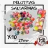 Pack x10 Pelotitas Saltarinas de 27mm con diseño de ojitos. Venta mayorista en toda la Argentina a través de MB comercializa.com.ar. Precios directos de fábrica y despacho rápido en 48 horas. Ideal para revendedores, cotillón y jugueterías.