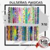 Pack de pulseras mágicas con resorte automático y diseños coloridos surtidos para cotillón y reventa. Distribución mayorista MB Comercializa.