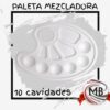 Paleta mezcladora de pintura plástica 10 cavidades por mayor Argentina, bandeja de arte económica para talleres y escuelas, MB Comercializa.
