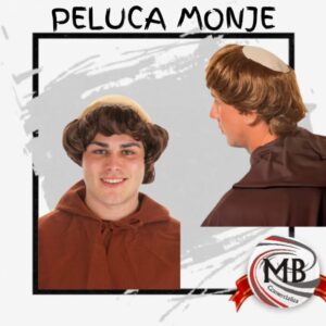 Peluca de monje franciscano con coronilla tonsura para disfraces y teatro, venta mayorista MB Comercializa.