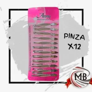 Set de 12 pinzas de depilar plateadas punta diagonal marca Anny. Distribución mayorista de artículos de belleza y cuidado personal en toda Argentina por MB Comercializa.