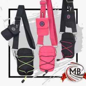 Porta celular deportivo reforzado con correa regulable y monedero desmontable, diseño táctico urbano multibolsillo para distribución mayorista en Argentina.