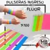 Pulseras de Identificación para Ingreso Flúor Pack x100 Unidades Control de Eventos Mayorista MB Comercializa