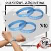 Pack de 10 Pulseras de Silicona con Diseño Argentina - Adquirí este accesorio a Precio Directo Mayorista en MB Comercializa. Garantizamos Despacho en 48 Horas a todo el país. Ideal para eventos, aliento y cotillón.