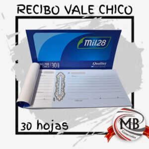 Documentacion comercial de oficina talonario de recibo vale chico por 30 hojas para librerias con distribucion mayorista en Argentina por Mb Comercializa.