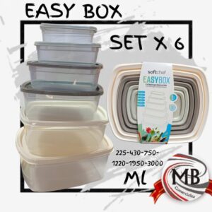 Set x6 recipientes herméticos plásticos rectangulares apilables para organización de cocina, venta por mayor en Argentina MB Comercializa.