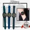 "Lote de relojes analógicos de pulsera con mallas de silicona texturizada de alta resistencia en tonos azulados y turquesas. Compra mayorista en Argentina a través de MB Comercializa, garantizando precios directos de fábrica, despacho prioritario y logística federal de entrega en 48 horas."
