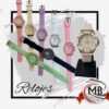 Relojes con bisel octogonal y malla de silicona por mayor en Argentina. MB Comercializa: modelos con cuadrante texturizado, caja reforzada con tornillos decorativos y variedad de colores pastel. Venta mayorista con despacho rápido en 48 horas a todo el país.