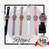 "Relojes con strass por mayor Argentina: Modelo DQ2534 con bisel brillante y malla de silicona reforzada. Catálogo mayorista de accesorios con entrega en 48 horas y los precios más bajos del mercado para comerciantes."