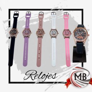 "Relojes con strass por mayor Argentina: Modelo DQ2534 con bisel brillante y malla de silicona reforzada. Catálogo mayorista de accesorios con entrega en 48 horas y los precios más bajos del mercado para comerciantes."