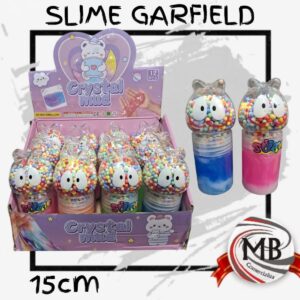 Slime Crystal Mud de 15cm con pelotitas de colores y envase diseño gato. Venta por mayor en toda la Argentina a través de MB Comercializa.