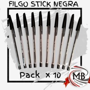 PACK X 10 BOLIGRAFOS-LAPICERAS FILGO STICK 026 NEGRO