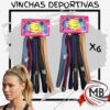 Vinchas deportivas elásticas finas pack x6 unidades cartoneta exhibidora banda elastica para el cabello colores oscuros neutros entrenamiento gym Running accesorios de peinado regalería bazar venta mayorista MB Comercializa.