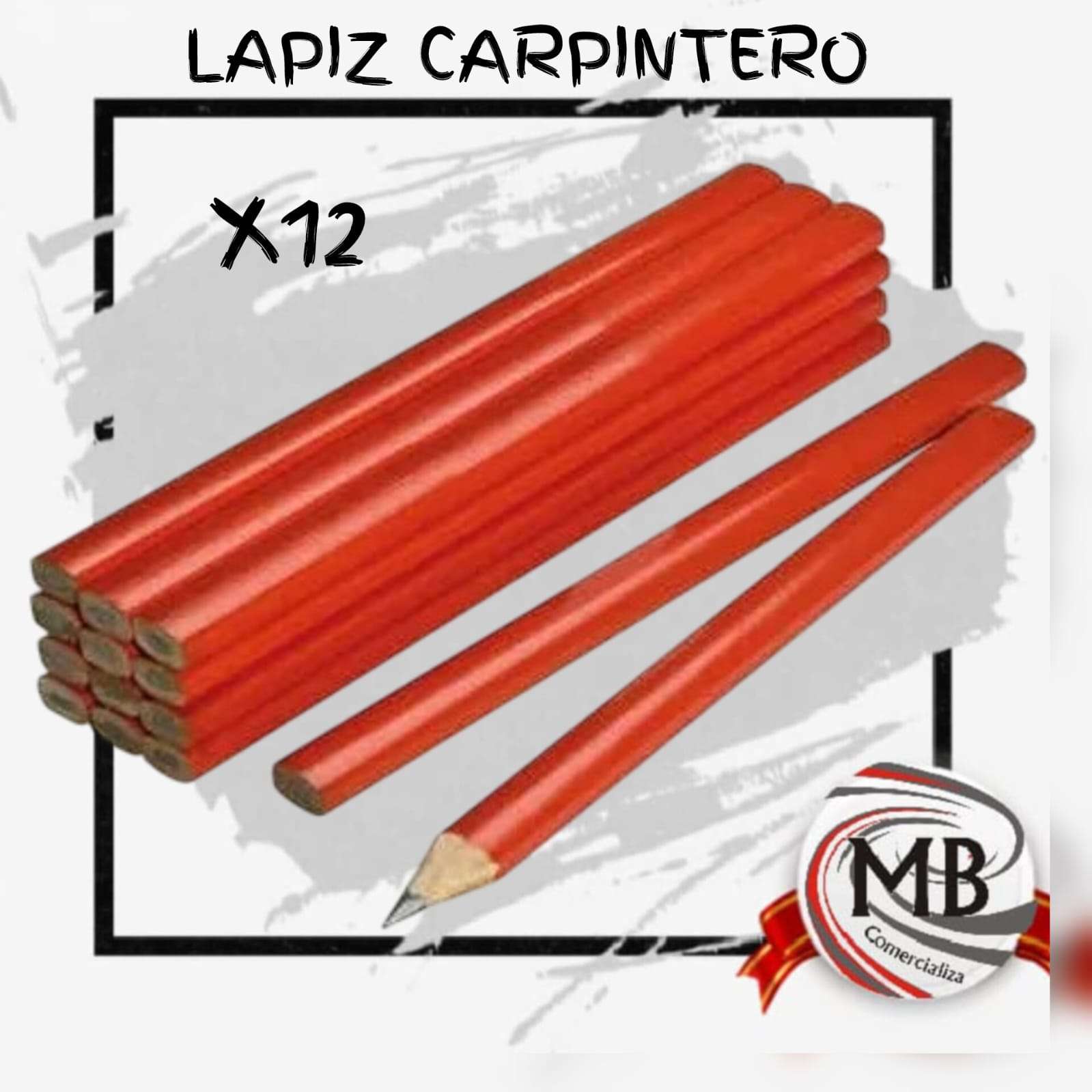 Lápices de carpintero por mayor en Argentina, pack x12 unidades color rojo para marcar madera, precios directos de mayorista con envíos a todo el país en 48 horas mediante MB Comercializa.