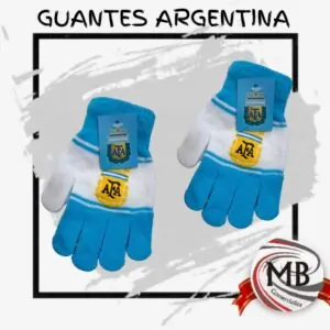 Guantes de lana celestes y blancos con escudo bordado pack mayorista MB Comercializa