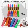 Pack x6 Labiales Brasileros Neón - Compra a precio directo mayorista en MB Comercializa. Garantizamos despacho en 48 horas a todo el país. Ideal para revendedores.