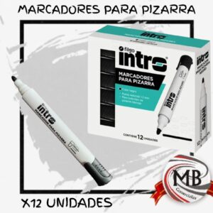 Marcadores para pizarra blanca color negro x12 unidades con punta redonda, venta mayorista directa con despacho en 48 horas a todo el país.