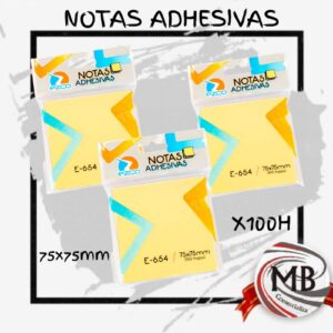 Notas adhesivas amarillas 75x75mm x100 hojas. Venta por mayor con precios mayoristas para librerías. Distribución con despacho en 48 horas a toda Argentina por MB Comercializa.