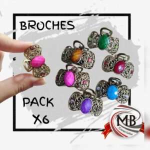 Pack x6 broches para el pelo estilo vintage con piedras de colores por mayor. Distribución nacional MB Comercializa, envíos a toda Argentina en 48hs y precios directos de fábrica para revendedores mayoristas.
