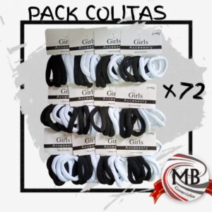 Pack de Colitas de Pelo Blancas y Negras Elásticas x72 Unidades Mayorista MB Comercializa