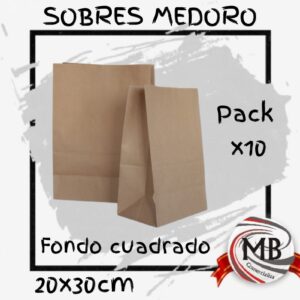 PACK X 10 SOBRES-BOLSA FONDO CUADRADO 20 X 30 CM