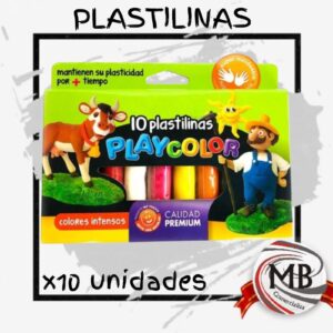 Plastilinas escolares pack x10 unidades colores intensos calidad premium para modelado y arte. Venta mayorista con despacho en 48 horas a toda Argentina y precios directos de fábrica en MB Comercializa. Insumos de librería de alta plasticidad.
