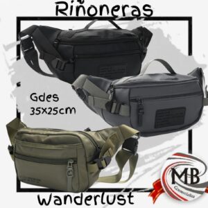Rinonera grande wanderlust reforzada urbana tactica 35x25 cm bolsillos con cierre correa regulable marroquineria venta mayorista MB Comercializa.