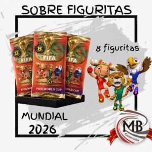 Sobres de figuritas x8 unidades para colección deportiva de fútbol 2026. Distribución mayorista directa en toda la Argentina a través de MB Comercializa. Producto de alta rotación con despacho enfático en 48 horas.
