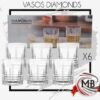 Distribución mayorista de set x6 vasos de vidrio Diamonds de 278ml en Argentina, cristalería de alta resistencia para bazar y gastronomía, logística MB Comercializa con despacho en 48 horas.
