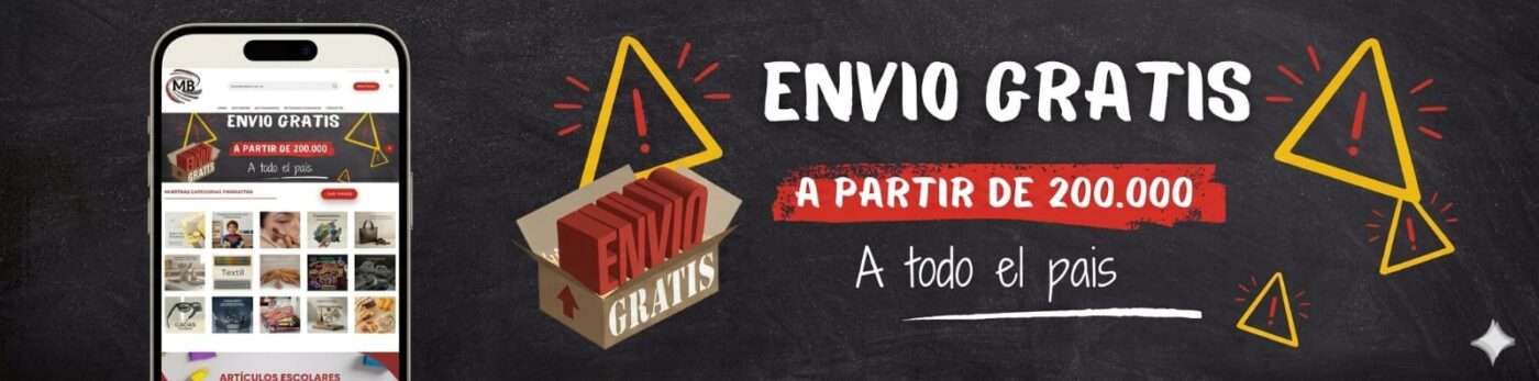 Banner promocional de MB Comercializa anunciando envío gratis a todo el país en compras superiores a 200.000 pesos.