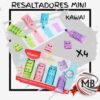 Set de resaltadores mini estilo Kawaii x4 colores pastel con despacho en 48 horas y precios mayoristas directos a todo el país a través de MB Comercializa.