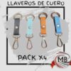 PACK X 4 LLAVEROS CUERO CON GANCHO