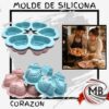 Molde de silicona con cavidades en forma de corazón para repostería y jabones artesanales. Distribución con despacho en 24 horas a Santa Cruz, Tierra del Fuego, Chubut y todo el interior del país con precios directos mayoristas.