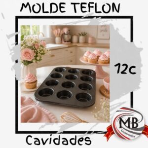 MOLDES CUPCAKE TEFLÓN 12 CAVIDADES