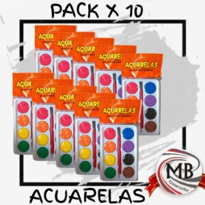 PACK X 10 ACUARELAS 8 COLORES