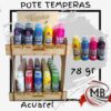 Potes de témpera Acuarel de 78 gr en exhibidor de madera con variedad de colores vibrantes para uso escolar y artístico. Distribución con despacho en 24 horas a Formosa, Chaco, Corrientes y todo el interior del país con precios directos mayoristas.