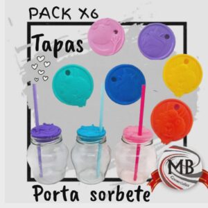 PACK X6 TAPA CON PORTA SORBETE MB13431