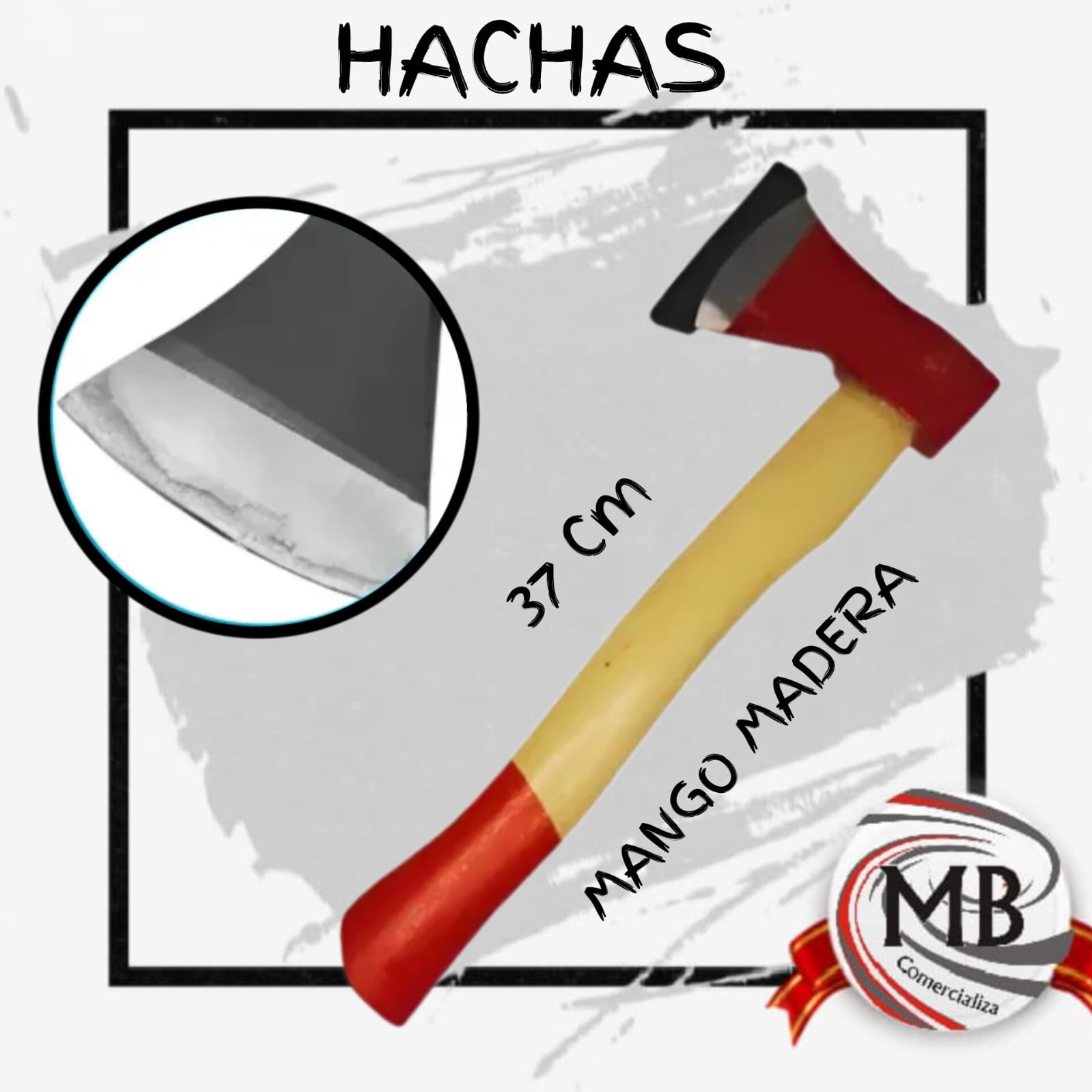 HACHA MANO MANGO MADERA 37 CM