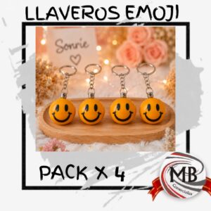 PACK X 4 LLAVEROS EMOJI