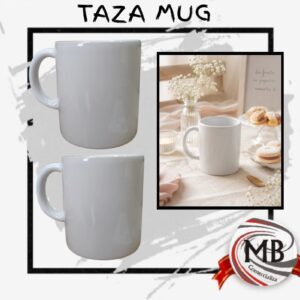 Taza de cerámica blanca con asa e interior en color azul vibrante. Distribución con despacho en 24 horas a Tierra del Fuego, Santa Cruz, Chubut y todo el interior del país con precios directos mayoristas.