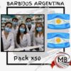 Pack por 50 unidades de barbijos de Argentina por mayor, tapabocas descartables con diseño de la bandera argentina celeste y blanca para farmacias, comercios y eventos, con despacho rapido en 24 horas por Correo Argentino mediante mbcomercializa.com.ar.