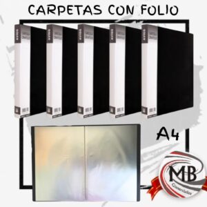 Carpeta con folios transparentes por mayor en Argentina. Envío en 24 horas por Correo Argentino desde mbcomercializa.com.ar.