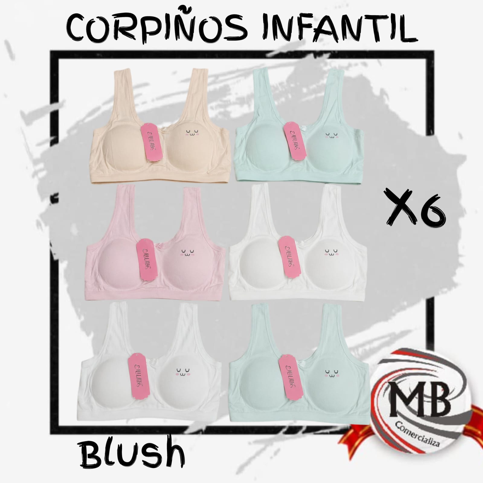 PACK X 6 CORPIÑOS INFANTILES BLUSH