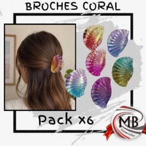 PACK X 6 BROCHES CORAL
