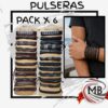 Pack de 6 pulseras trenzadas de cuero para hombre y mujer en colores marrón y negro de MB Comercializa. Mayorista con despacho rápido en 24 horas y envíos a toda la Argentina por Correo Argentino.