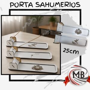 Tablas porta sahumerios de madera tipo canoa de 25 cm con grabados láser de flor de loto y colibrí. Soportes planos para varillas de incienso por mayor en MB Comercializa con despacho rápido en 24 horas a toda Argentina.