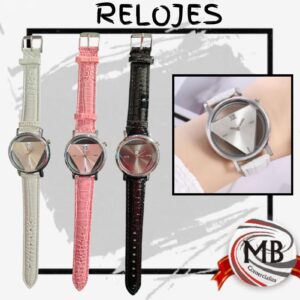 Relojes pulsera para dama con cuadrante triangular moderno y malla eco cuero textura croco con precios directos mayoristas y despacho en 24 horas por Correo Argentino mediante mbcomercializa.com.ar
